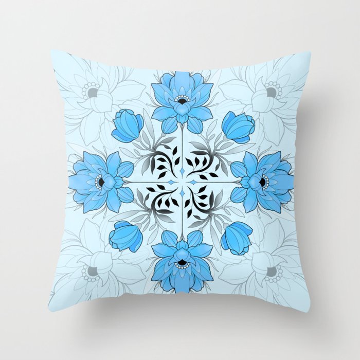 Blue flowers Throw Pillow