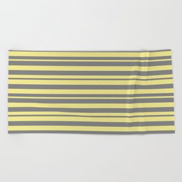 [ Thumbnail: Tan & Gray Colored Lines/Stripes Pattern Beach Towel ]