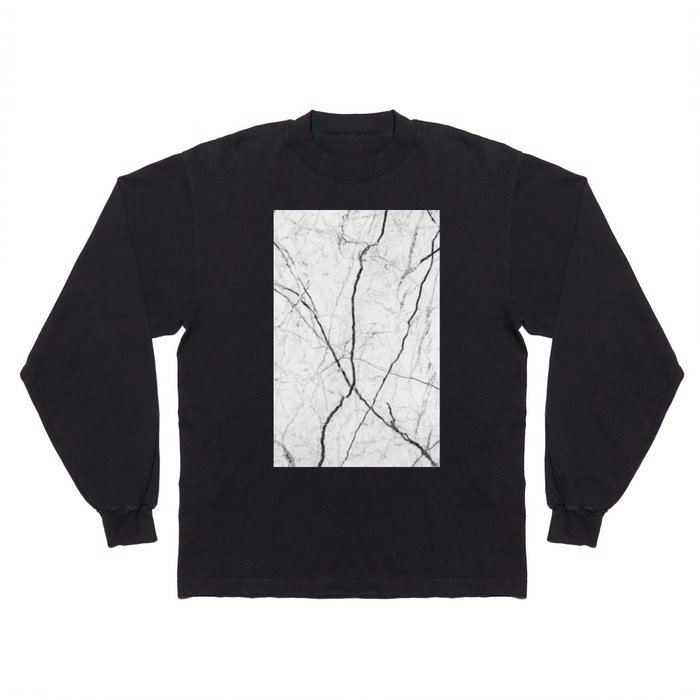 Abstract Monochrome Black White Geometric Marble Pattern Long Sleeve T Shirt