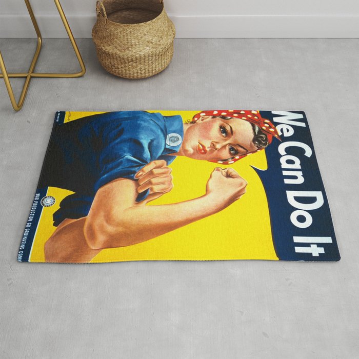 We Can Do It Iconic Rights Woman Lithograph Retro Reproduction Rug