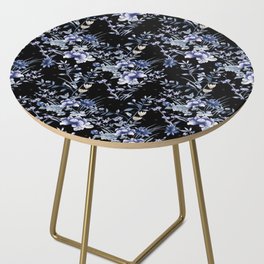 Chinoiserie Flowers and Dots Pattern Blue and Bisque Side Table