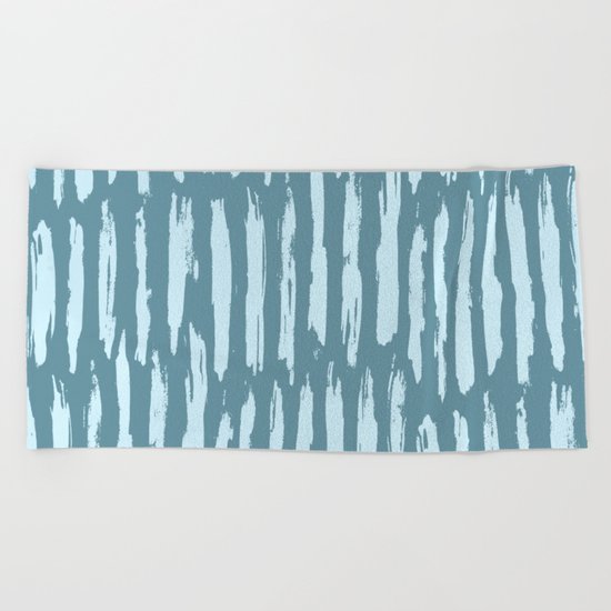 Vertical Dash Turquoise on Teal Blue Beach Towel
