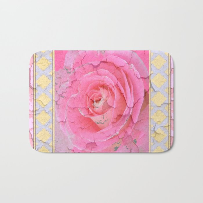 SHABBY CHIC PALE PINK  GARDEN ROSE PATTERN PINK ABSTRACT Bath Mat
