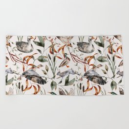 Autumn Watercolor Pattern 04 Beach Towel