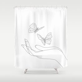 Butterflies on the Palm of the Hand Shower Curtain