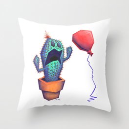 Scaredy Cactus Throw Pillow