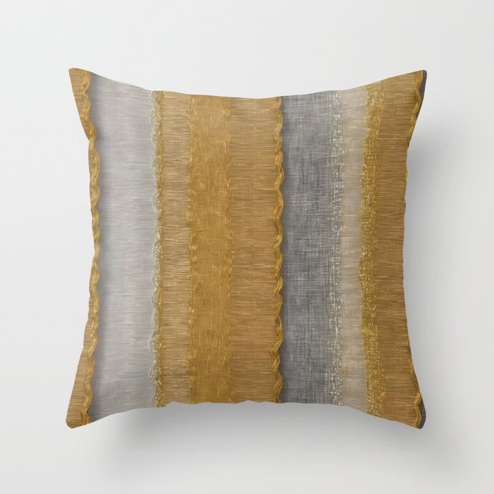 Modern Silver Gold Luxury Linen Texture Collection Throw Pillow