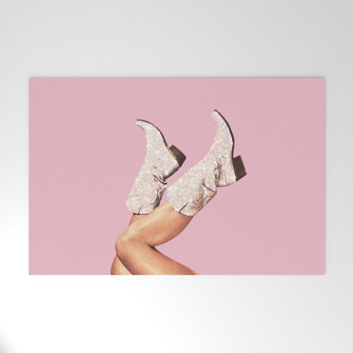 These Boots - Glitter Pink Welcome Mat