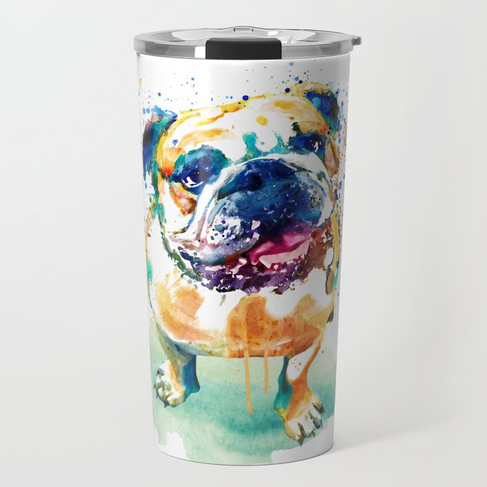 Watercolor Bulldog Travel Mug