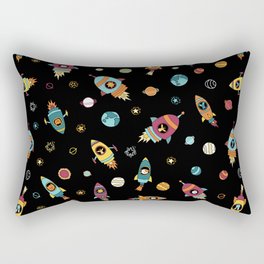 Space Ship Animals Seamless Pattern Rectangular Pillow