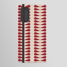 Red geometric mid century retro plant pattern Android Wallet Case