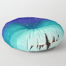 Aurora Borealis Winter Night Floor Pillow