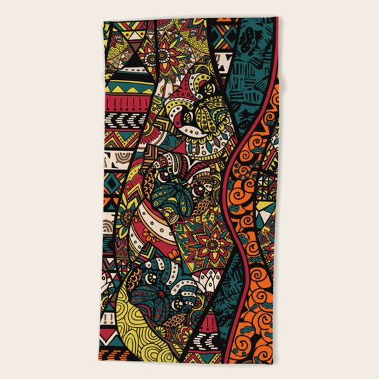 Ethnic Pug Beach Towel