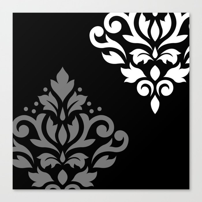 Scroll Damask Art I Black Grey White Leinwanddruck Scroll Damask Art I Black Grey White Leinwanddruck