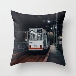 Night Tram Throw Pillow
