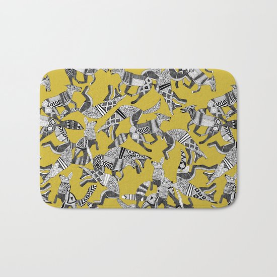 woodland fox party ochre yellow Bath Mat