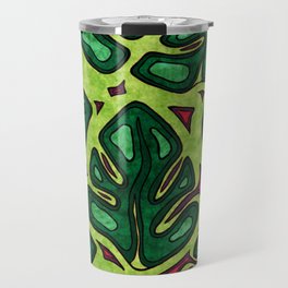 Tropical jungle leaves, bright green botanical pattern Travel Mug