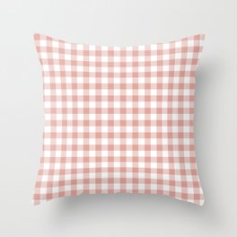 Blush Pink and White Gingham Check Throw Pillow
