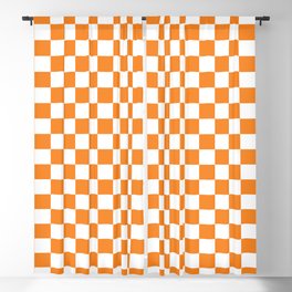 Orange Checkerboard Pattern Blackout Curtain