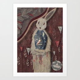 Chaising rabbit Art Print