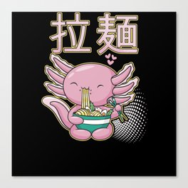 Kawaii Axolotl Eating Ramen Canvas Print