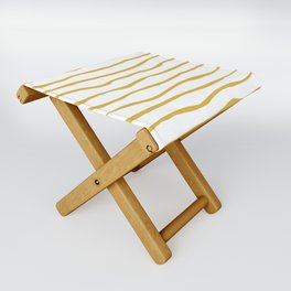 Organic Paper Stripes in Light Mustard and White Folding Stool