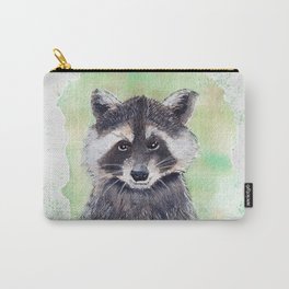 Raccoon Portrait Watercolor - White Background Carry-All Pouch