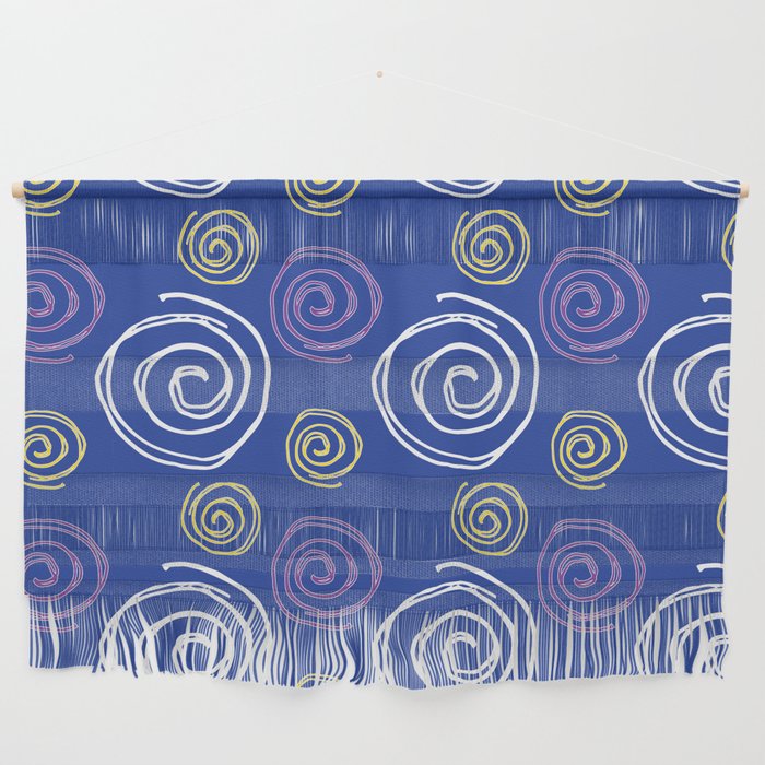 Twirly Swirly Blue Yellow Wall Hanging