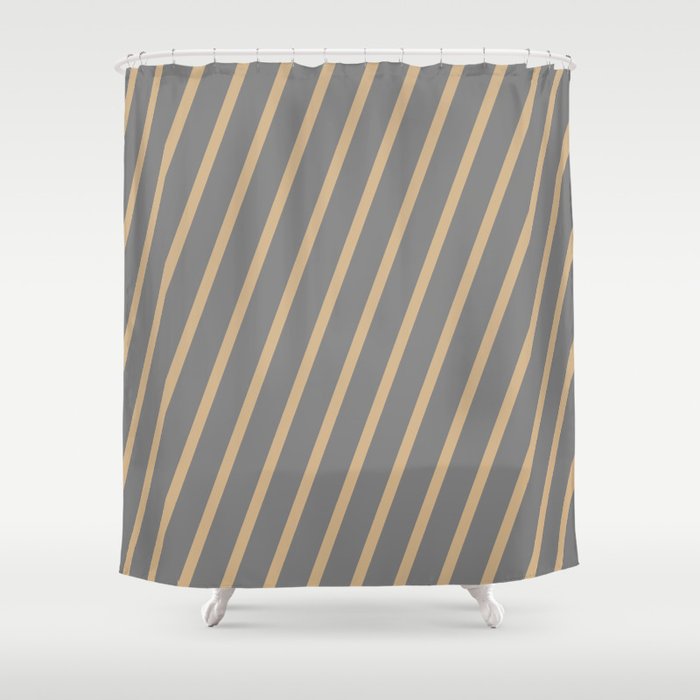 Grey and Tan Colored Lines/Stripes Pattern Shower Curtain