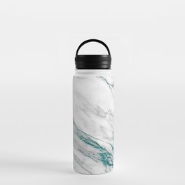 Gray Marble Aqua Teal Metallic Glitter Foil Style Water Bottle