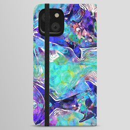 Colorful Tropical Art - Blue Fishy Fish iPhone Wallet Case
