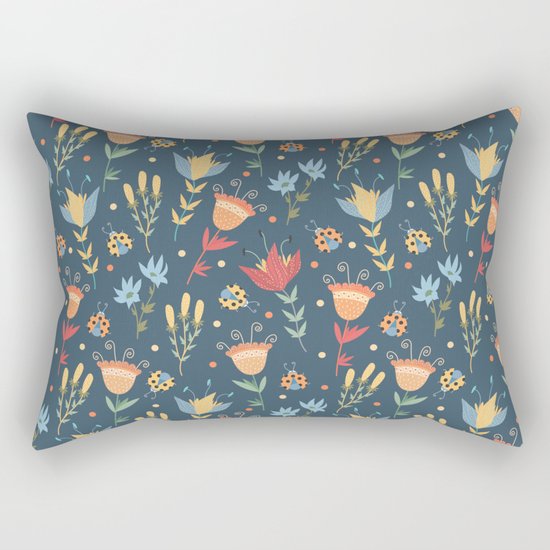 Floral blue pattern Rectangular Pillow