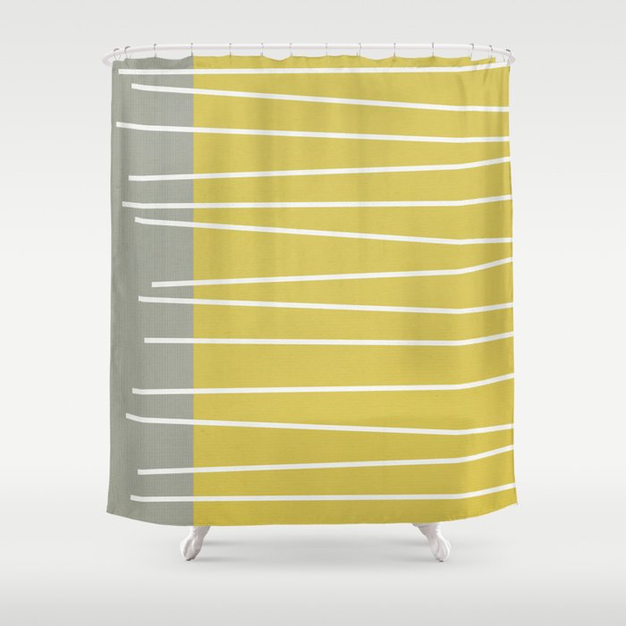 MId century modern textured stripes Shower Curtain