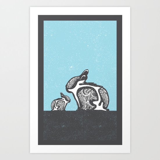 2 Rabbits Art Print
