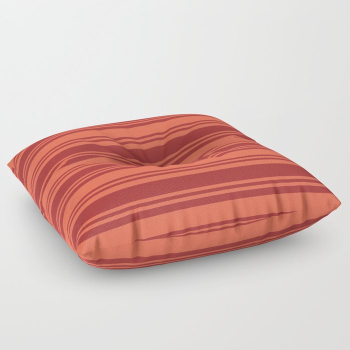 Red and Brown Colored Striped Pattern Floor Pillow