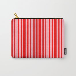 [ Thumbnail: Red & Light Pink Colored Lines/Stripes Pattern Carry-All Pouch ]