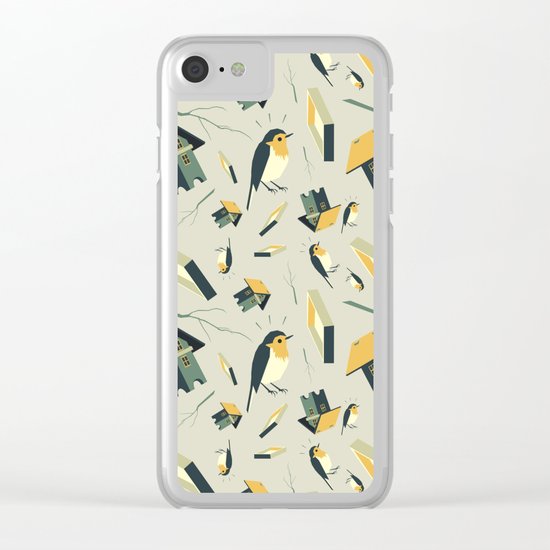 Flying Birdhouse (Pattern) Clear iPhone Case