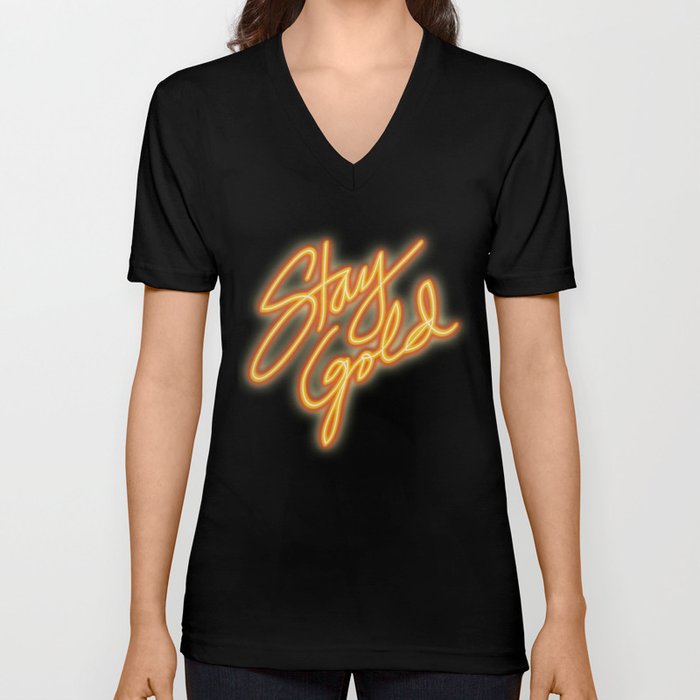 Stay Gold Neon V Neck T Shirt