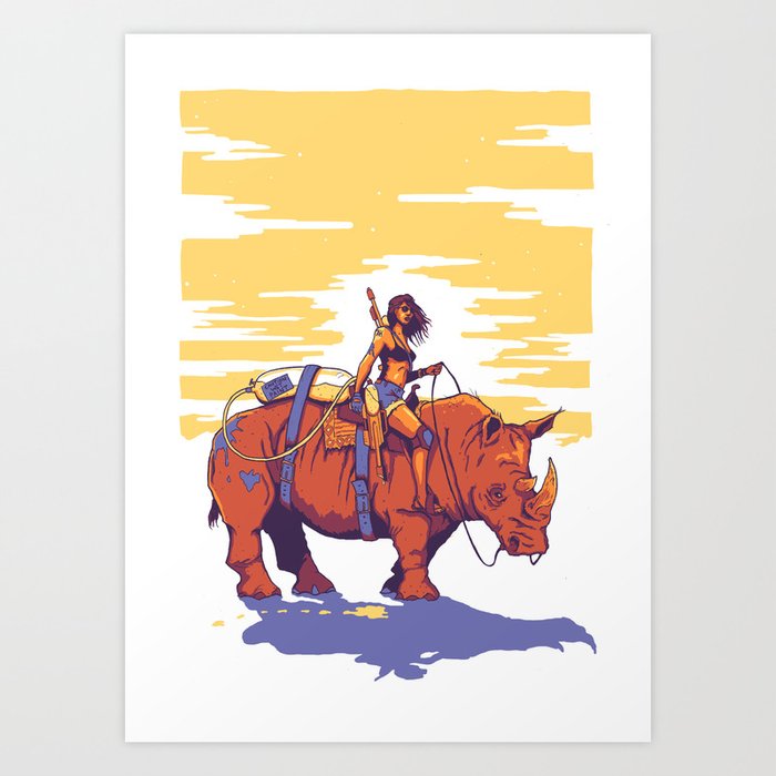 Rhino-Rider Art Print