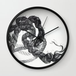 Rope Pen and Ink Drawing Wall Clock