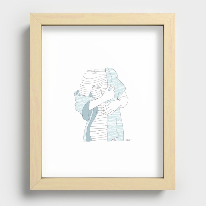 line drawing of a beautiful model Recessed Framed Print