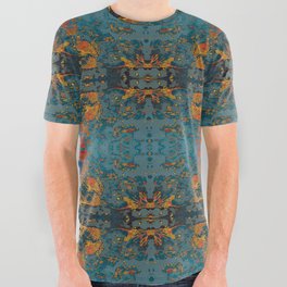 The Spindles- Blue and Orange Filigree  All Over Graphic Tee