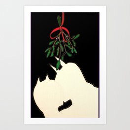 mistletoe kiss Art Print