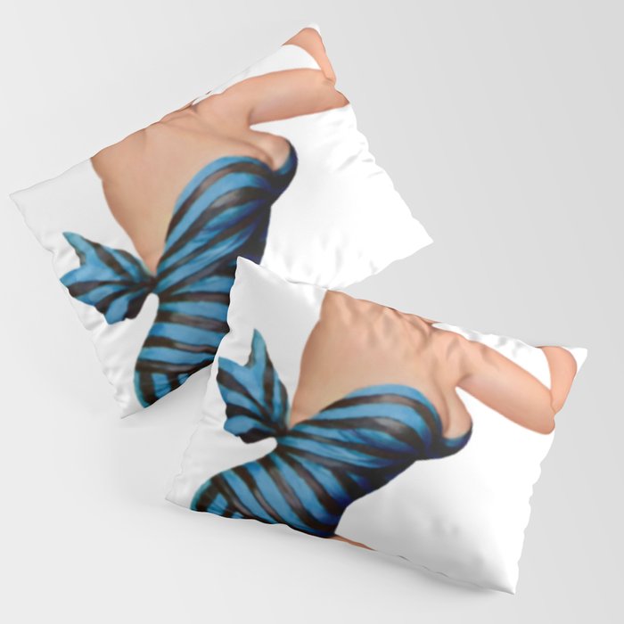 Blonde Pin Up With Black And Blue Dress And Barefoot Shoes Pillow Sham
