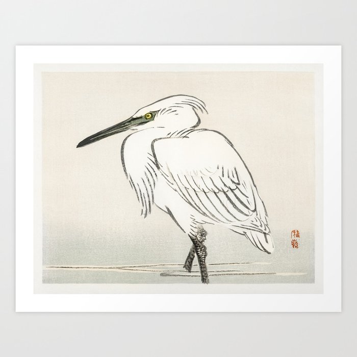 Crane Japanese Woodcut Art Print