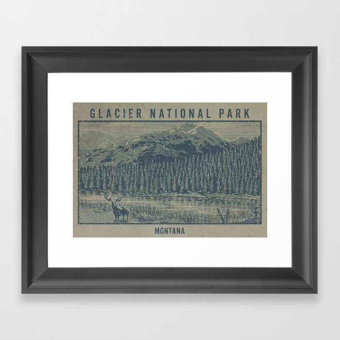 Glacier National Park – Moose Lake Framed Art Print