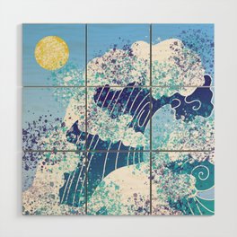Surfing waves Wood Wall Art