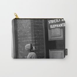 'Strictly No Elephants' vintage humorous child verses the world black and white photograph / black and white photography Carry-All Pouch