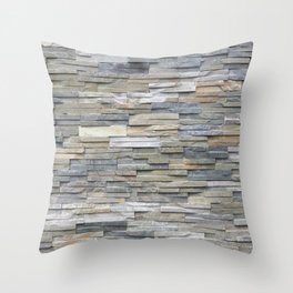 Gray Slate Stone Brick Texture Faux Wall Throw Pillow