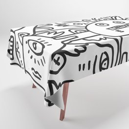 Black and White Graffiti Cool Funny Creatures Tablecloth